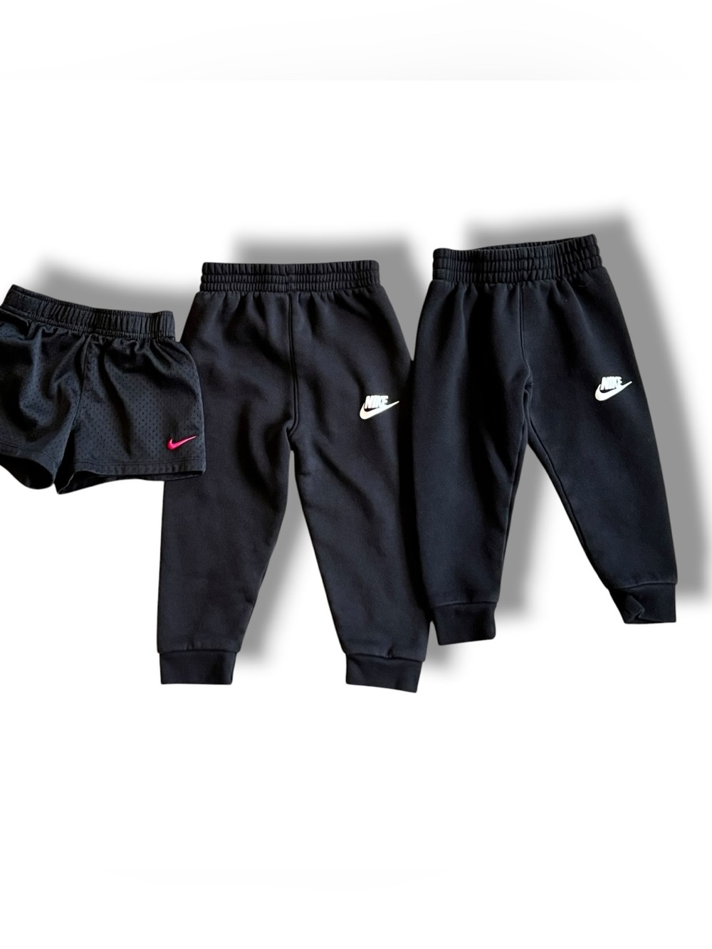 Lot of 3 Nike Fleece Joggers & Shorts Size 24m-2T Toddler Boys Black EUC D-2